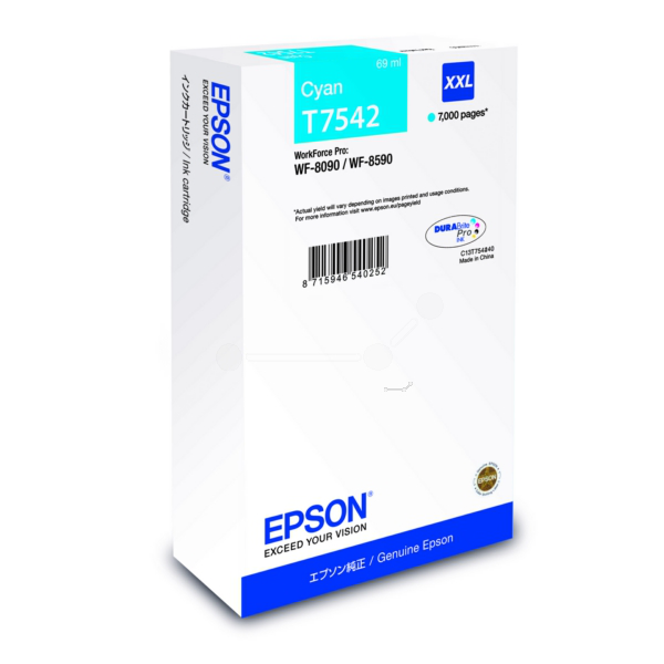 Original Epson C13T75424N / T7542 Tintenpatrone cyan