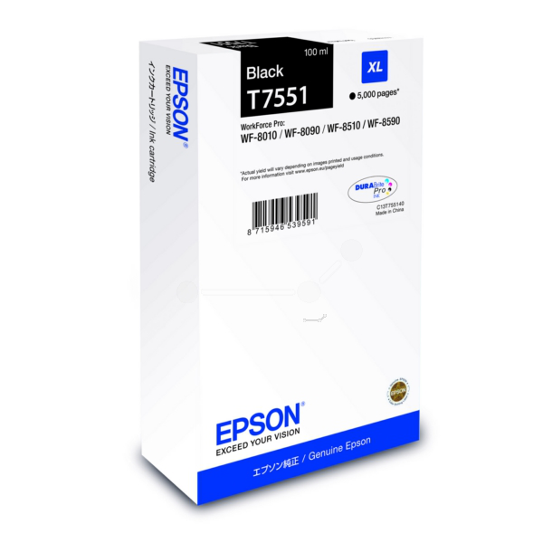 Original Epson C13T75514N / T7551 Tintenpatrone schwarz