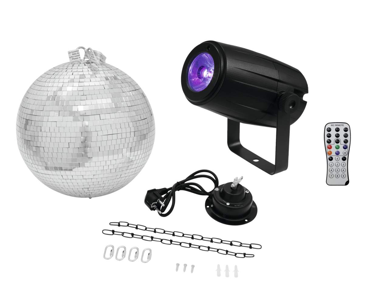 EUROLITE Set Spiegelkugel 30cm mit Motor + LED PST-5 QCL Spot sw