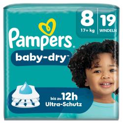 Pampers Baby-Dry Größe 8, 19 Windeln, 17kg+