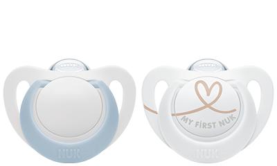NUK Star Silikon-Schnuller blau/weiß 0-2m