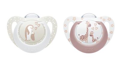 NUK First Choice Silikon Schnuller 0-6 Monate beige/rot