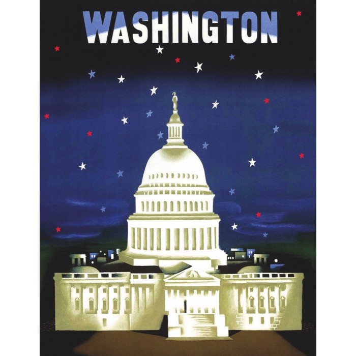 New York Puzzle Company - The Capitol - American Airlines Poster Mini - 100 Teile