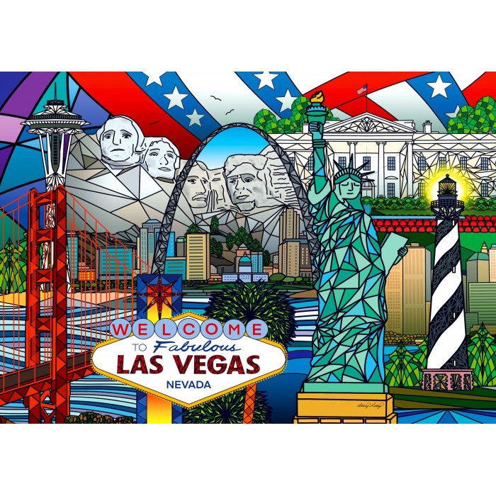 Enjoy Puzzle - American Landmarks Collage - 1000 Teile