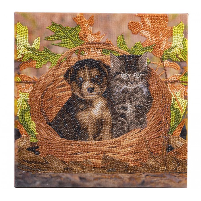 Crystal Art - Crystal Art - Diamant-Stickerei-Kit - Katze und Hund - 1 Teile