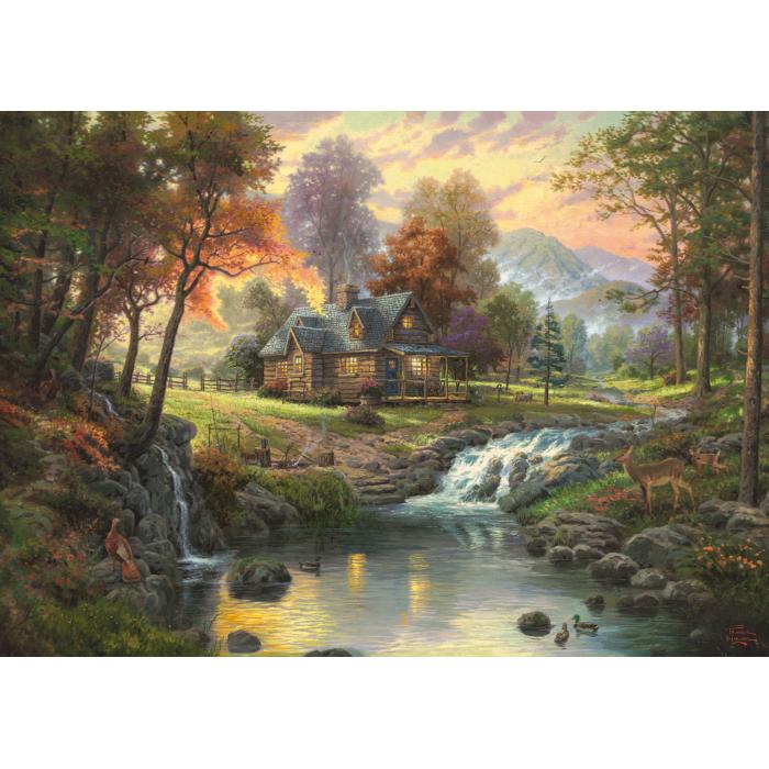 Schmidt Spiele - Thomas Kinkade: Holzhaus am Bach - 1000 Teile