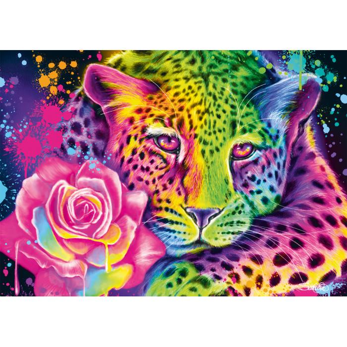 Schmidt Spiele - Neon Regenbogen-Leopard - 1000 Teile