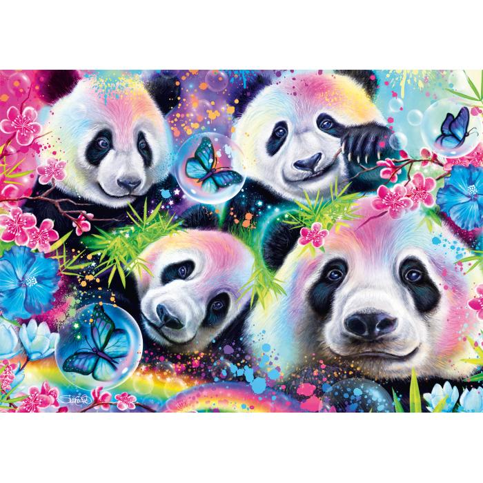 Schmidt Spiele - Neon Blumen-Pandas - 1000 Teile
