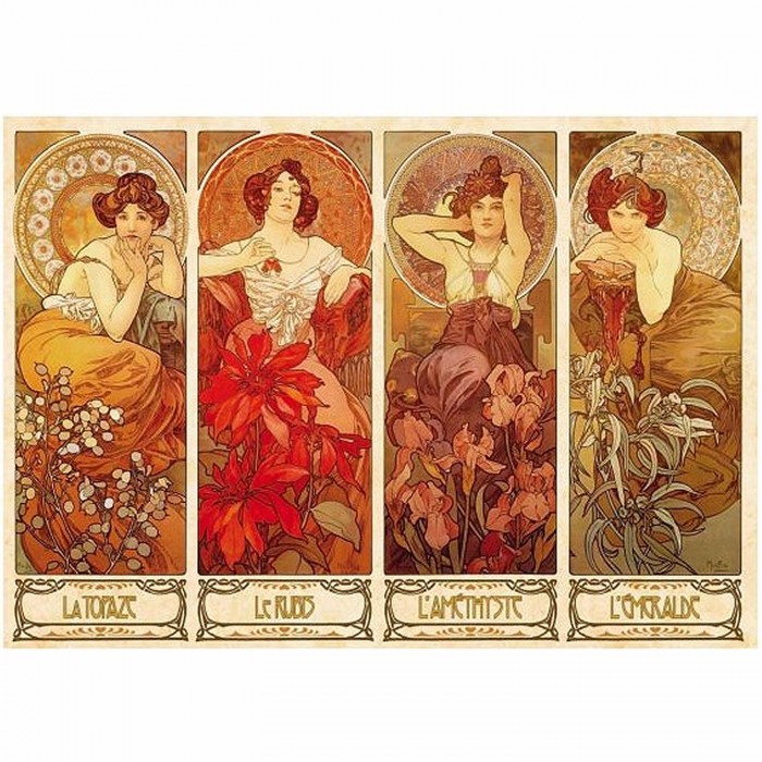 DToys - Alphonse Mucha: Edelsteine und Blumen - 1000 Teile