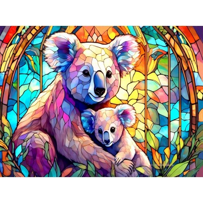 SunsOut Stained Glass Zoo - Koalas 1000 Teile Puzzle Sunsout-73301