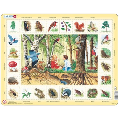 Larsen Rahmenpuzzle - Die Tiere aus dem Wald (Holländisch) 48 Teile Puzzle Larsen-NA4-NL