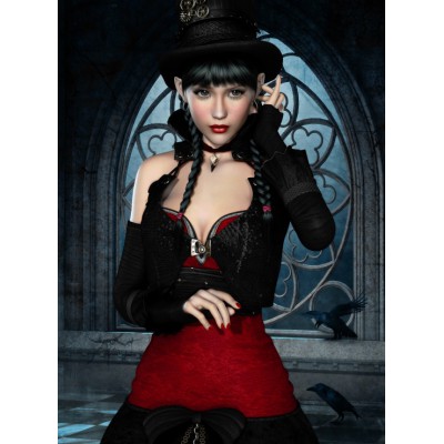 Grafika Gothic: Frau mit Rabe 2000 Teile Puzzle Grafika-F-30300