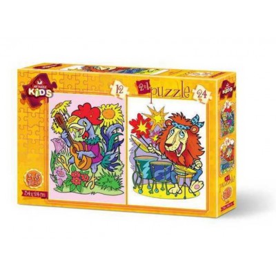Art Puzzle 2 Puzzles - Musikalische Tiere 12 Teile Puzzle Art-Puzzle-4490