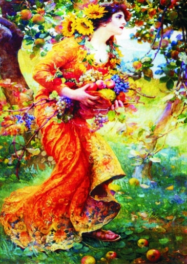 Gold Puzzle Franz Dvorak: Im Obstgarten 1000 Teile Puzzle Gold-Puzzle-60591