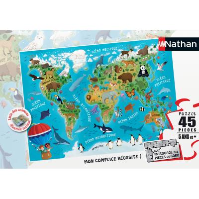 Nathan Weltkarte der Tiere 45 Teile Puzzle Nathan-86174