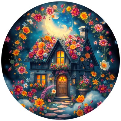 Bluebird Puzzle Rundes Puzzle - Le Cottage Fleuri 501 Teile Puzzle Bluebird-Puzzle-F-91148