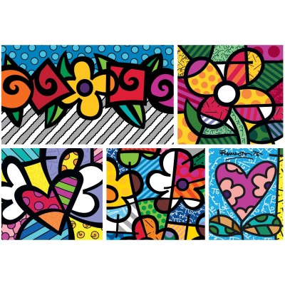 Bluebird Puzzle Romero Britto - Collage: Hearts and Flowers 1500 Teile Puzzle Bluebird-Puzzle-F-90020
