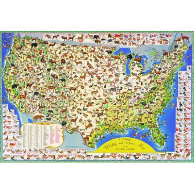 New York Puzzle Company Wildlife Map 2000 Teile Puzzle New-York-Puzzle-PD632
