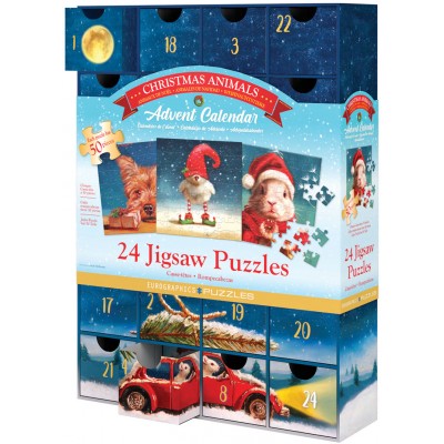 Eurographics Adventskalender - Christmas Animals - 24 Puzzles 50 Teile Puzzle Eurographics-8924-5734