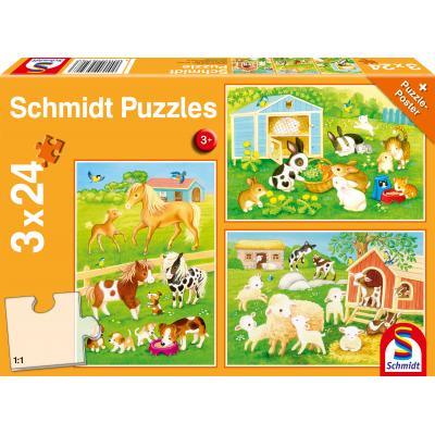 Schmidt Spiele 3 Puzzles - Niedliche Haustiere 24 Teile Puzzle Schmidt-Spiele-56518