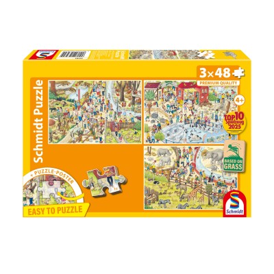 Schmidt Spiele 3 Puzzles - Plaisir au zoo 48 Teile Puzzle Schmidt-Spiele-56582