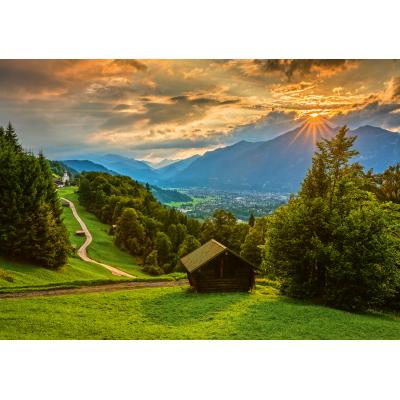 Schmidt Spiele Sonnenuntergang über dem Bergdorf Wamberg 1500 Teile Puzzle Schmidt-Spiele-58970