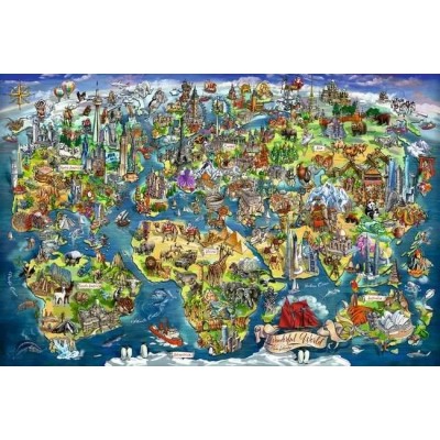 Ravensburger Weltkarte mit Sehenswürdigkeiten 5000 Teile Puzzle Ravensburger-01738