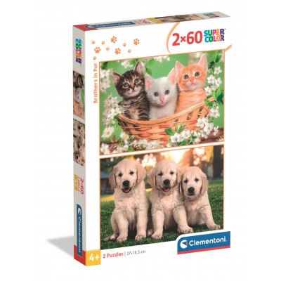 Clementoni 2 Puzzles - Brüder Im Pelz 60 Teile Puzzle Clementoni-24820