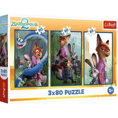 Trefl 3 Puzzles - Haustier-Ermittler - Disney Zootopia 2 80 Teile Puzzle Trefl-34897