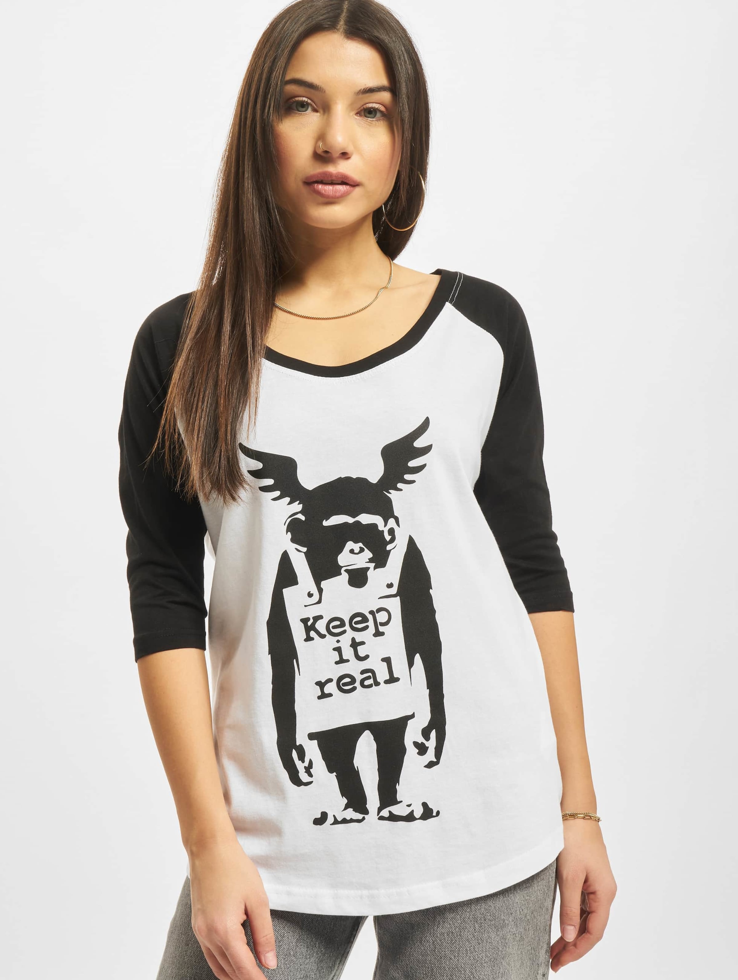 Merchcode Ladies Brandalised - BanksyÂ´s Graffiti Ape Raglan Tee