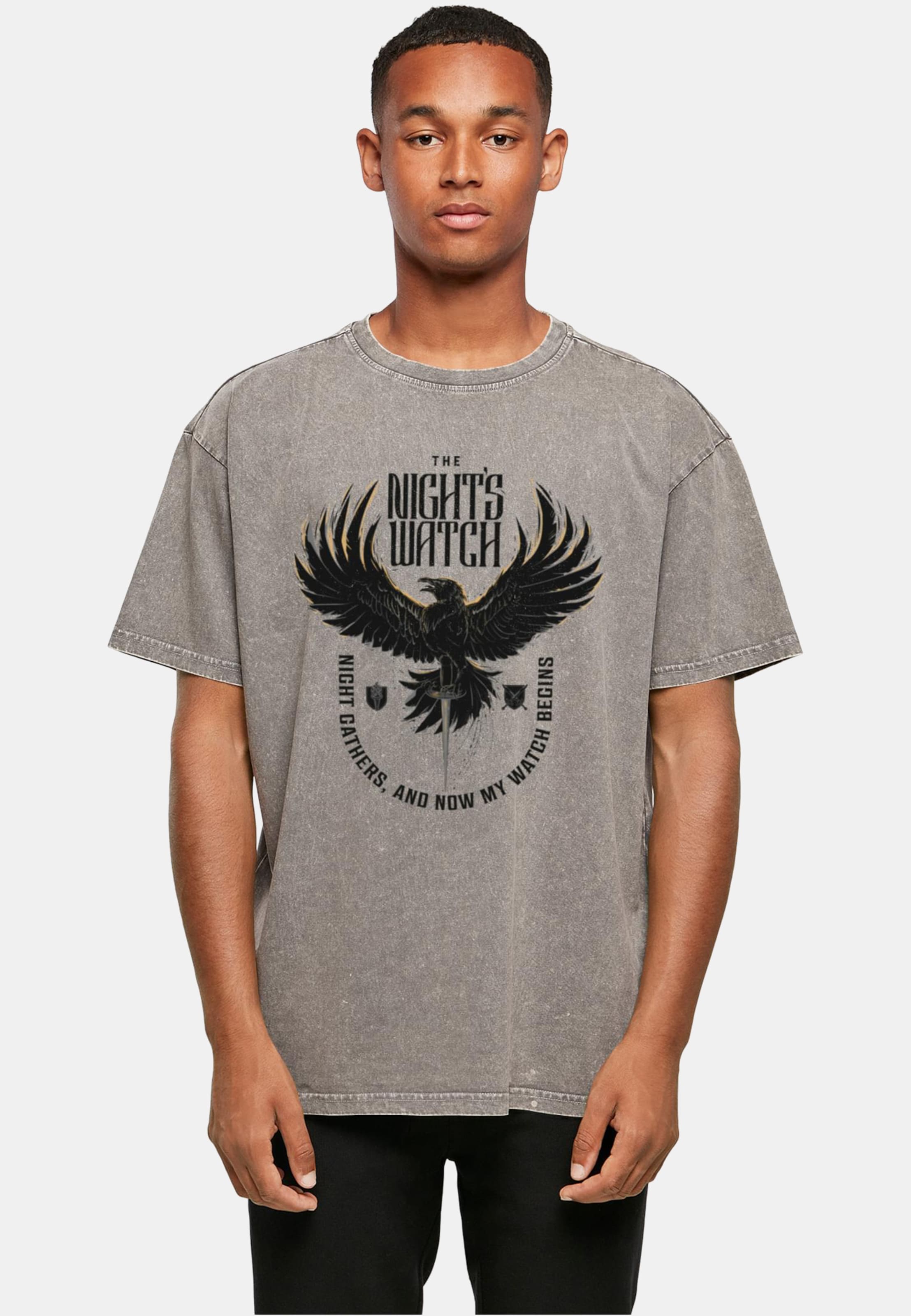 Absolute Cult Game Of Thrones - The Night's Watch Acid Washed Oversize Tee