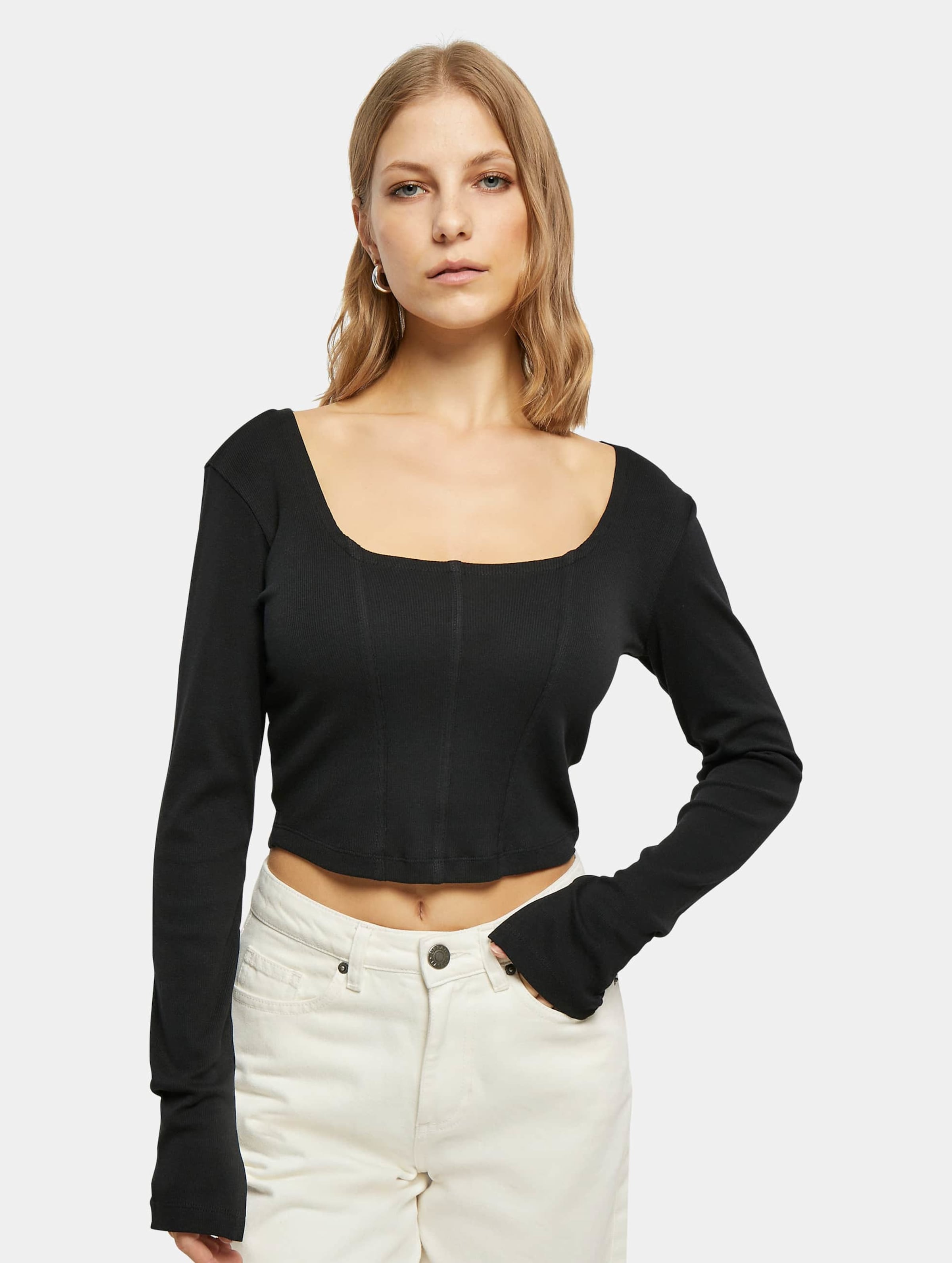 Urban Classics Ladies Short Rib Corsage Longsleeve