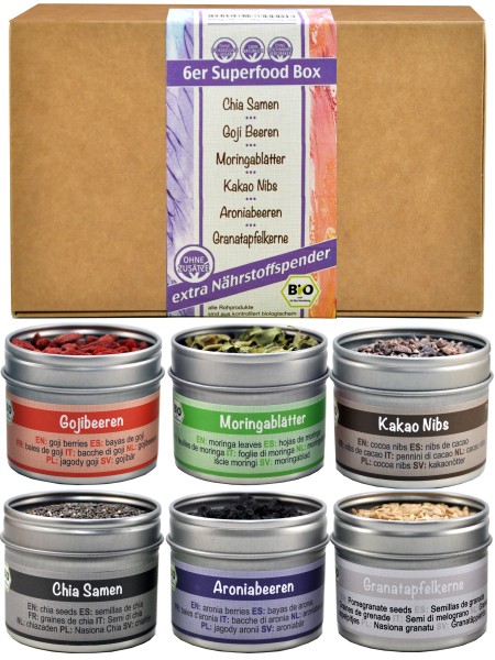Superfood - Bio Geschenkset mit Aronia, Chia, Goji, Granatapfelkern...