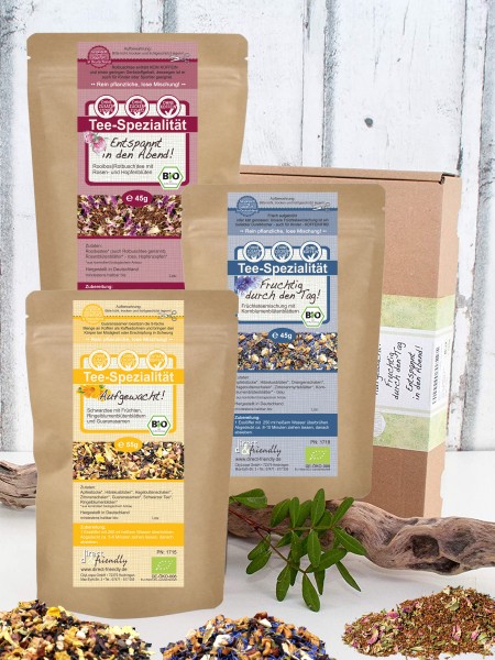3er Bio Tee-Probierset - Geschenkset mit Morgen-, Mittag- und Abendtee