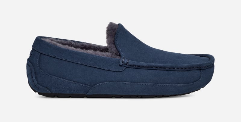 UGG® Ascot Hausschuh für Herren | UGG® EU in Deep Ocean, Größe 40, Veloursleder