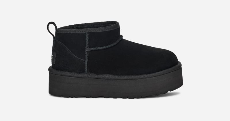 UGG® Classic Ultra Mini Plateau-Boot für Kinder | UGG® EU in Black, Größe 32.5, Veloursleder