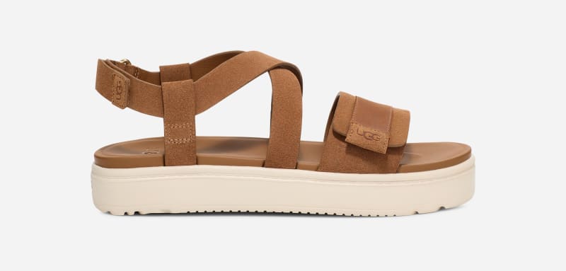 UGG® Zayne Sandale II mit Knöchelriemen für Damen | UGG® EU in Brown, Größe 36, Nubukleder/Veloursleder