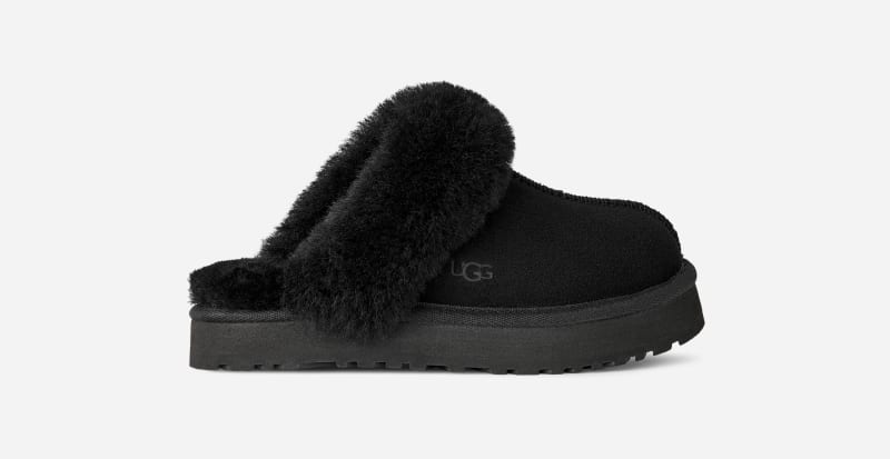 UGG® Disquette Slipper für Kinder in Black, Größe 32.5, Wildleder