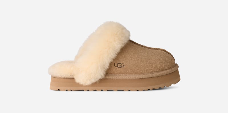 UGG® Disquette Slipper für Kinder in Beige, Größe 32.5, Wildleder