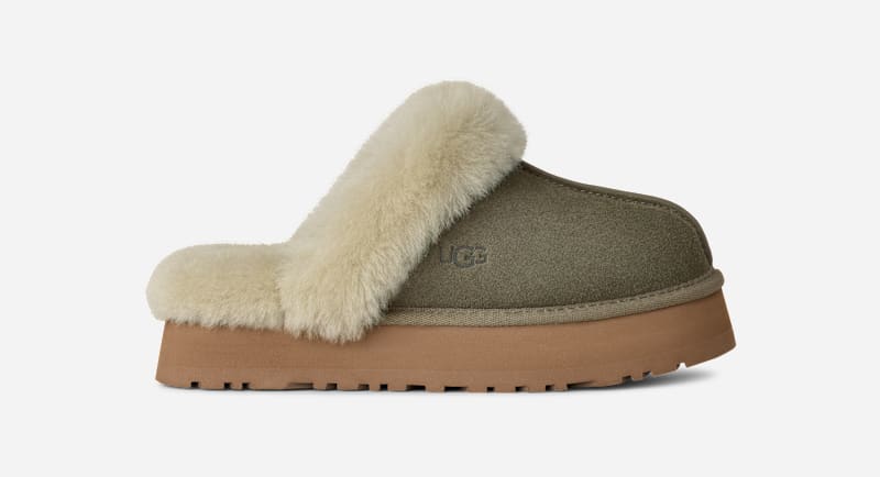 UGG® Disquette Hausschuh für Damen | UGG® EU in Green, Größe 37, Veloursleder