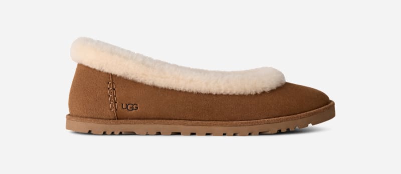 UGG® Zora Ballerina für Damen | UGG® EU in Brown, Größe 39, Wildleder