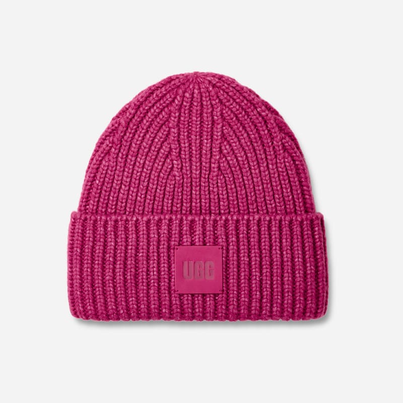 Breit gerippte UGG® Beanie für Damen | UGG® EU in Chroma Pink, Größe O/S, Acrylmischung