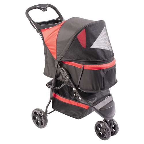 Duvo+ Pet Buggy 3-Rad schwarz/rot für Katzen