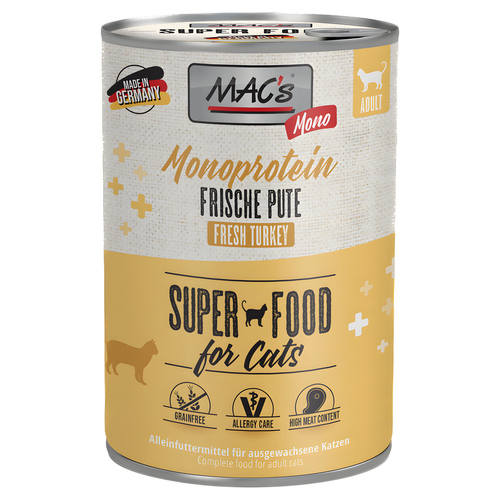 MACs Mono Sensitive mit Pute für Katzen 400 g - 6 Stück