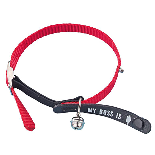 Nobby Adress-Katzenhalsband 'My Boss is' rot