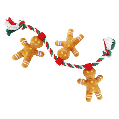 Nobby Hundespielzeug Xmas Seil mit Lebkuchen-Anhängern
