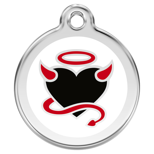 RedDingo Hundemarke mit individueller Gravur Teufel weiß, Größe: S
