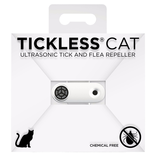 TickLess MINI CAT weiß - wiederaufladbares Ultraschallgerät gegen Zecken & Flöhe für Katzen