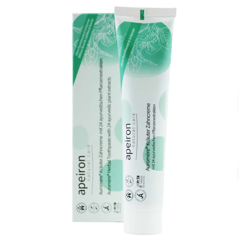 Auromère Kräuter-Zahncreme mit 24 ayurvedischen Pflanzenextrakten - OHNE Fluoridzusatz - 75ml