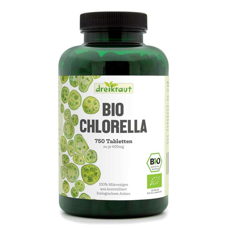 Bio-Chlorella-Tabletten aus kontrollierter Aquakultur, 750 Stück à 400mg